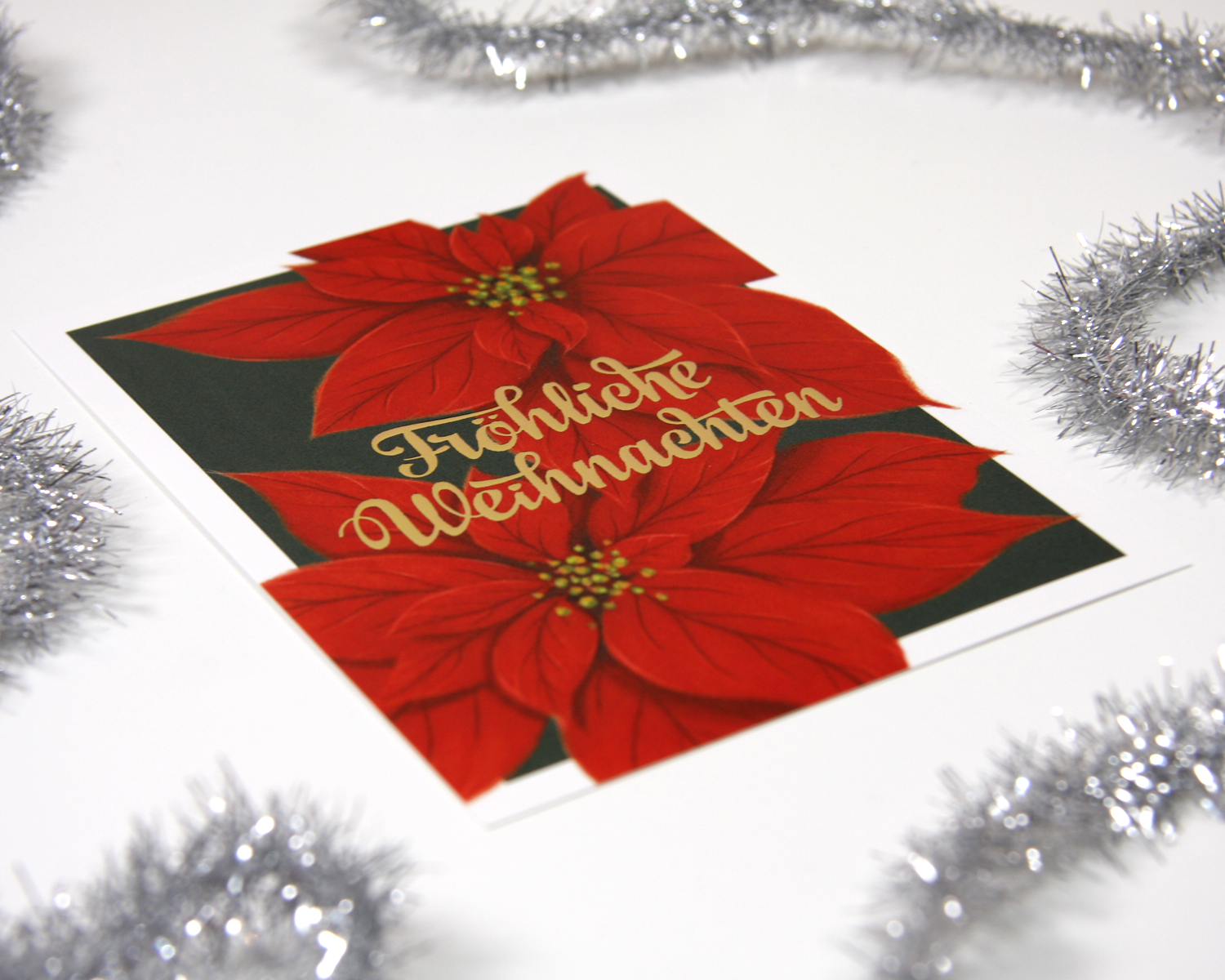 Weihnachtskarte "Fröhliche Weihnachten" mit Goldprägung