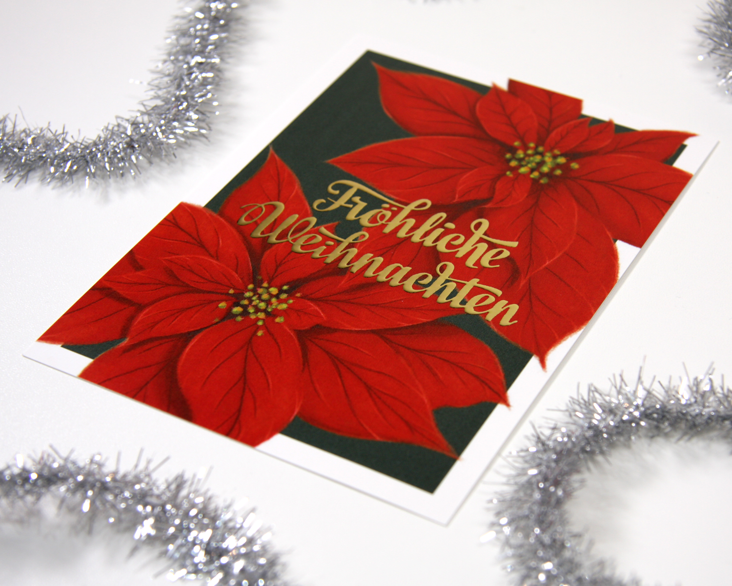 Weihnachtskarte "Fröhliche Weihnachten" mit Goldprägung