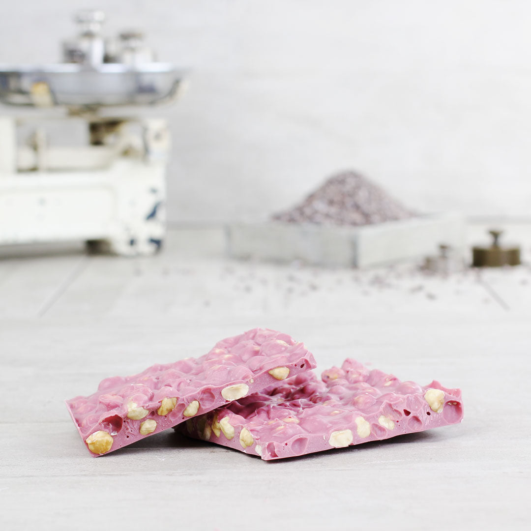 Bruchschokolade Ruby Haselnuss