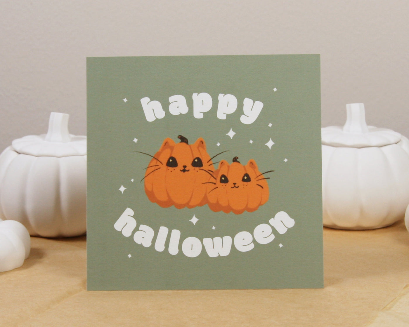 Halloween Karte mit Katzen